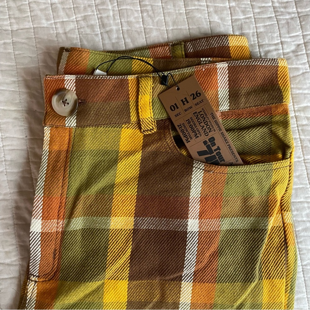 The Hippie Shake Vintage Inspired Get It On Checked Plaid Flare Pants RARE NWT - Picture 7 of 9